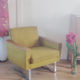 Fauteuil cube cantilever vintage années 50-60 vert anis