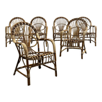 6 rattan armchairs