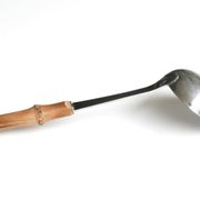 Louche inox avec manche en bambou, années 60