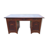 Fruit wood, leather and brass desk
