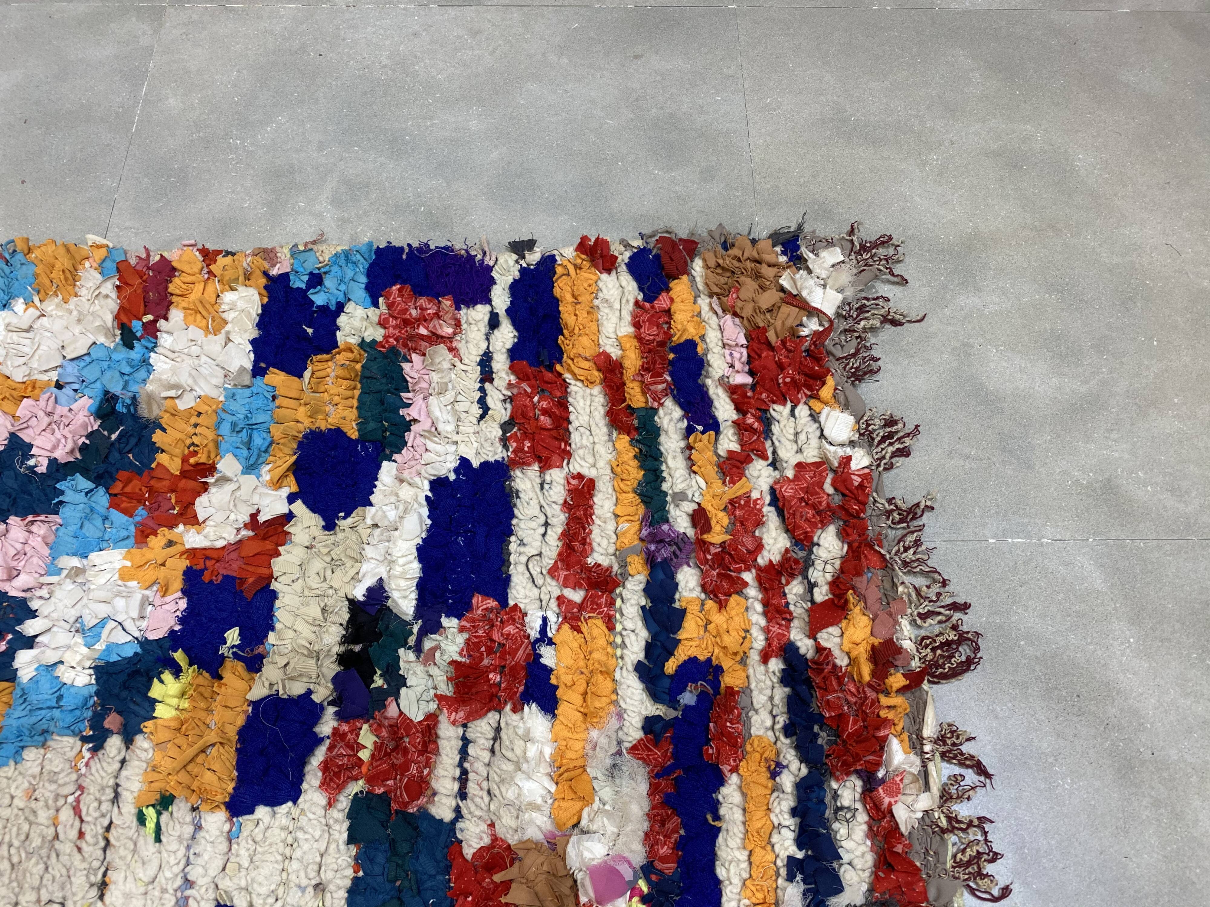 Multicolor carpet in boucherouite fabric 140x220cm