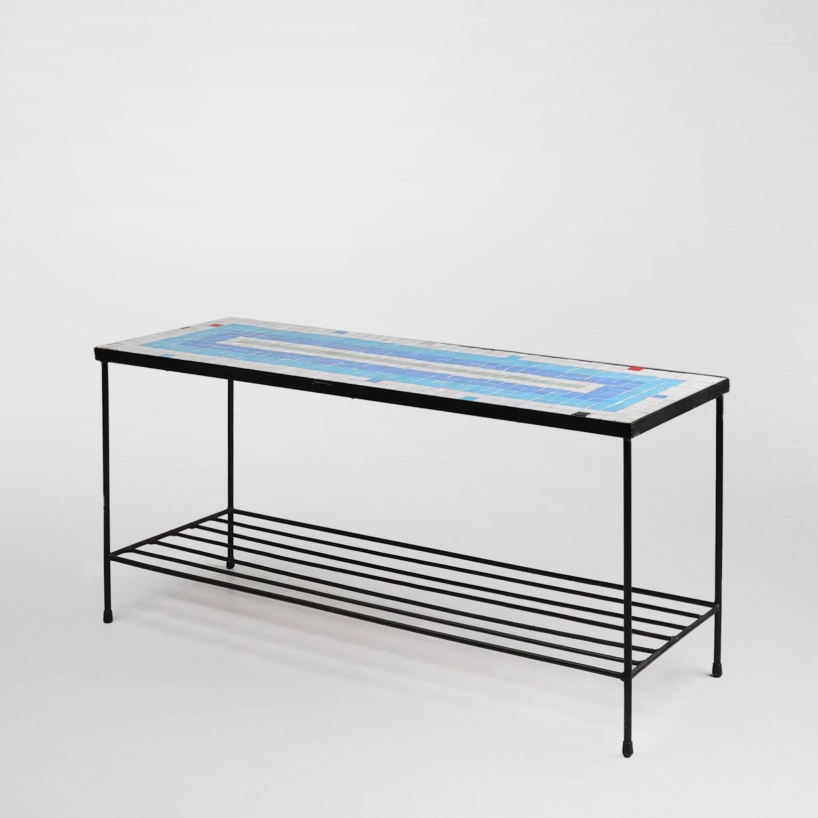 Mid-Century Mosaic Coffee Table with Metal Frame, France, 1950s