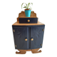 deep blue and wood refurbished bedside table