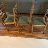 4 antique chairs with green velvet upholstery
