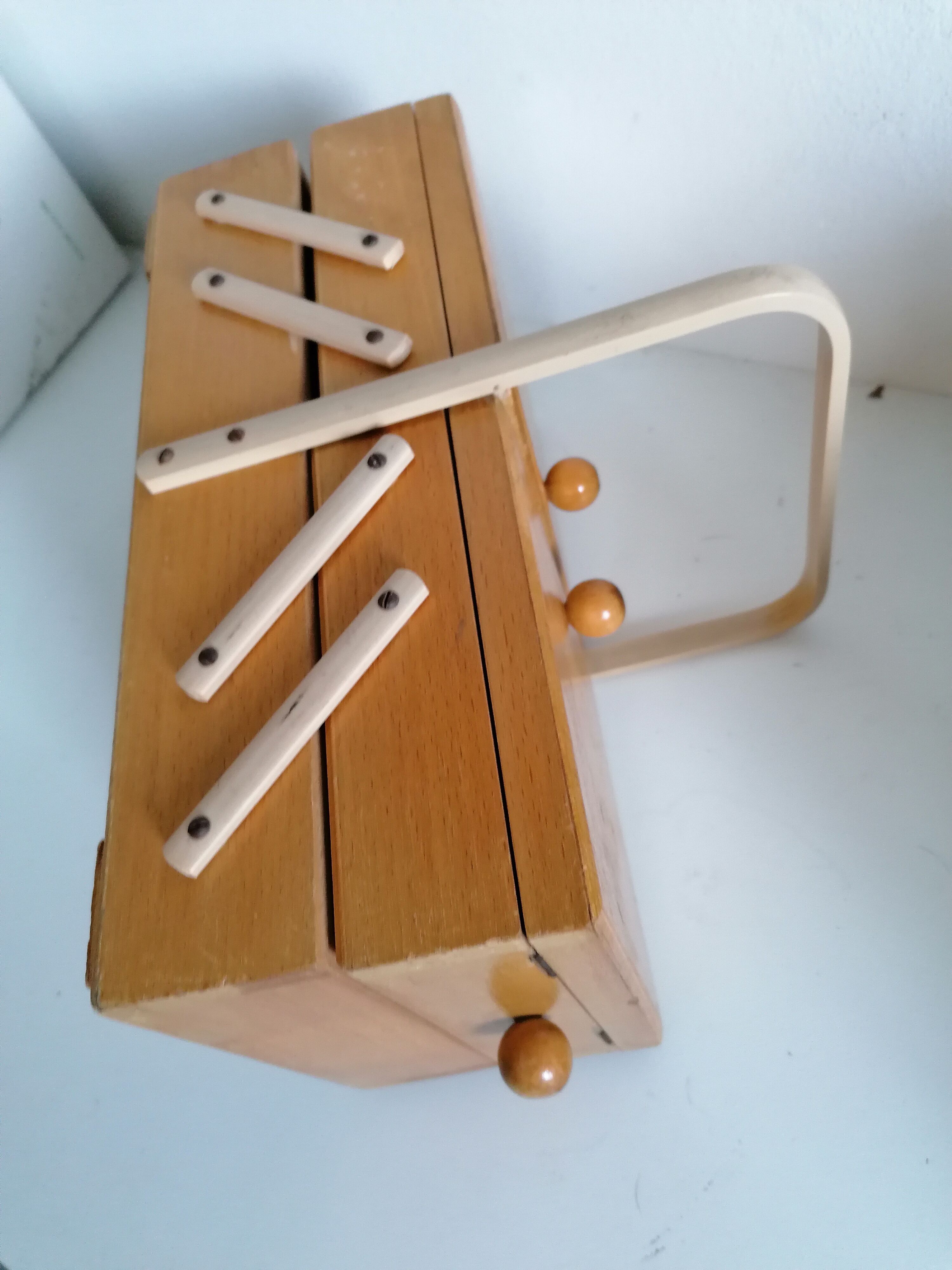 Sewing box worker wood vintage Scandinavian design