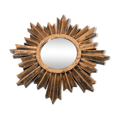Miroir soleil doré moderne du 20ème siècle, plastique, 1980s