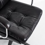 Vintage leather armchair. Swivel, on casters, multi-position. Norway, 1970s.