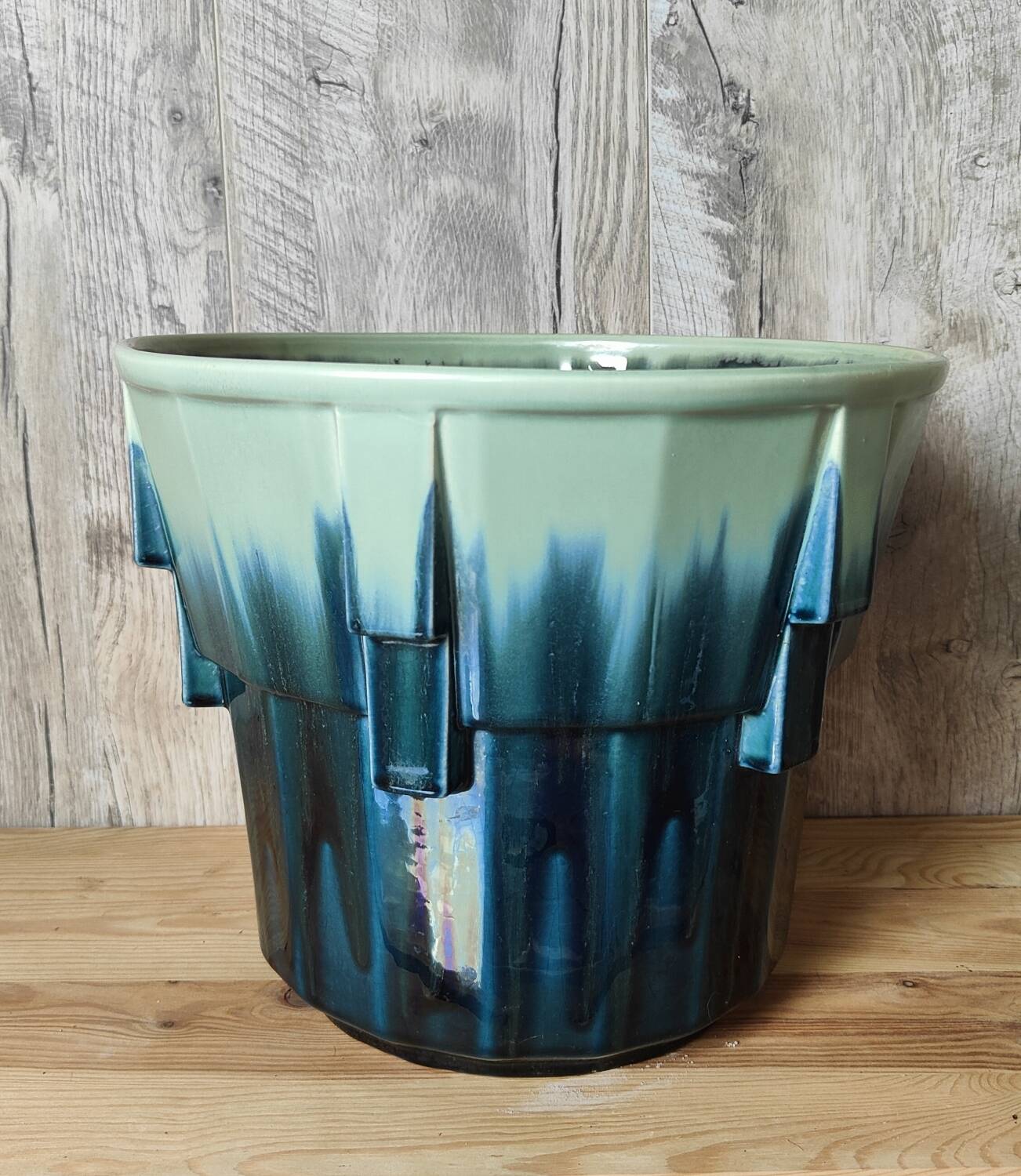 Iridescent Art Deco earthenware planter