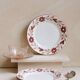 Hand-painted ceramic dessert plate with red flowers