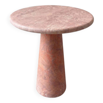 Round Red Angelo Travertine Side Table, by My Habitat Design