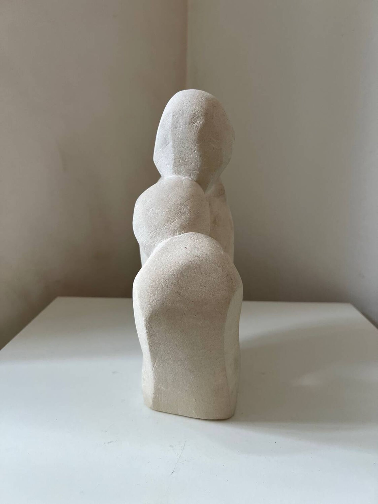 Vintage abstract plaster sculpture of a couple and child