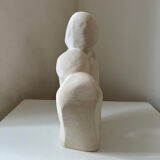 Sculpture abstraite plâtre couple enfant vintage