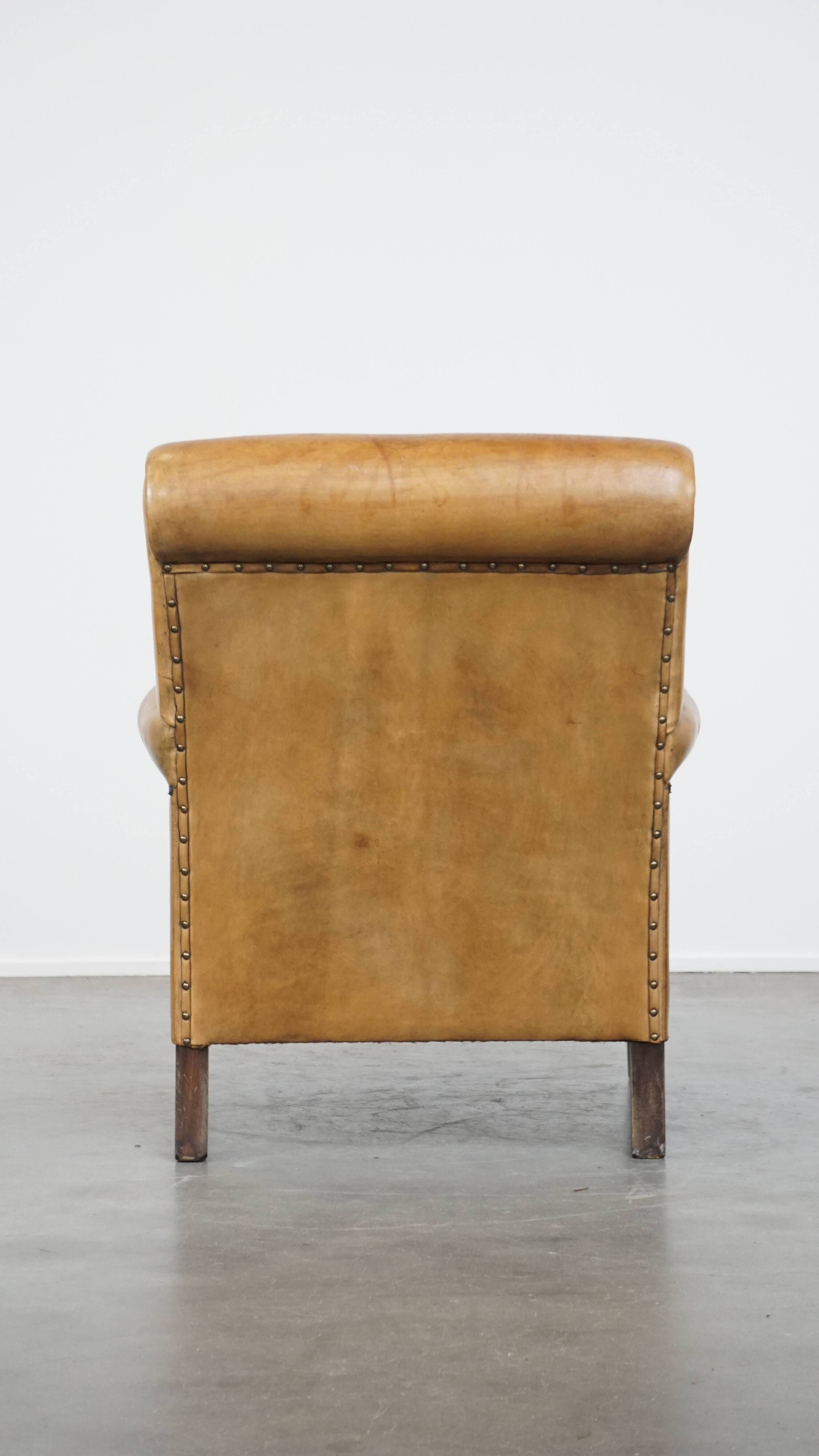 Vintage sheepskin leather armchair