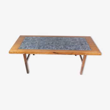 Table basse en palissandre avec carreaux bleus de design danois par Arrebo Furniture, années 1960