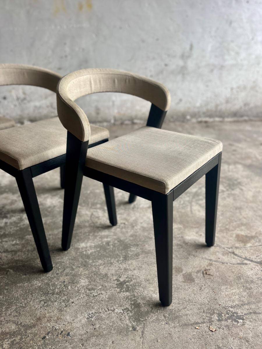 Set of 4 'Play' Chairs — Black Wood Frame with Beige Upholstery by Alain Berteau for Van Rossum