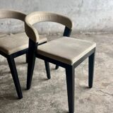 Set of 4 'Play' Chairs — Black Wood Frame with Beige Upholstery by Alain Berteau for Van Rossum