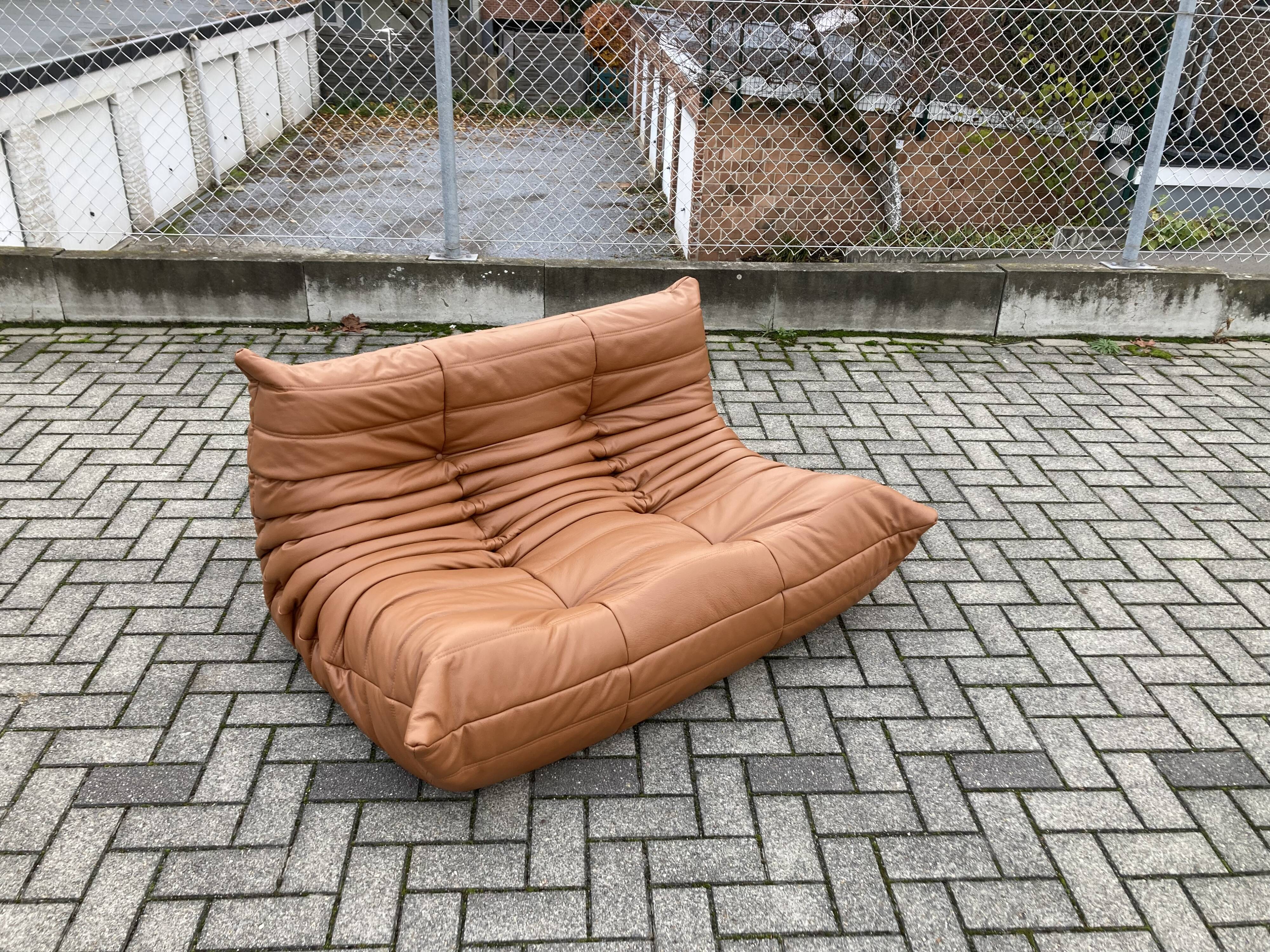 Ligne Roset Togo 2seater, Cognac Leather