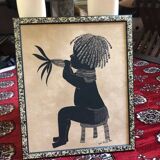 Painting Little boy with pine cone