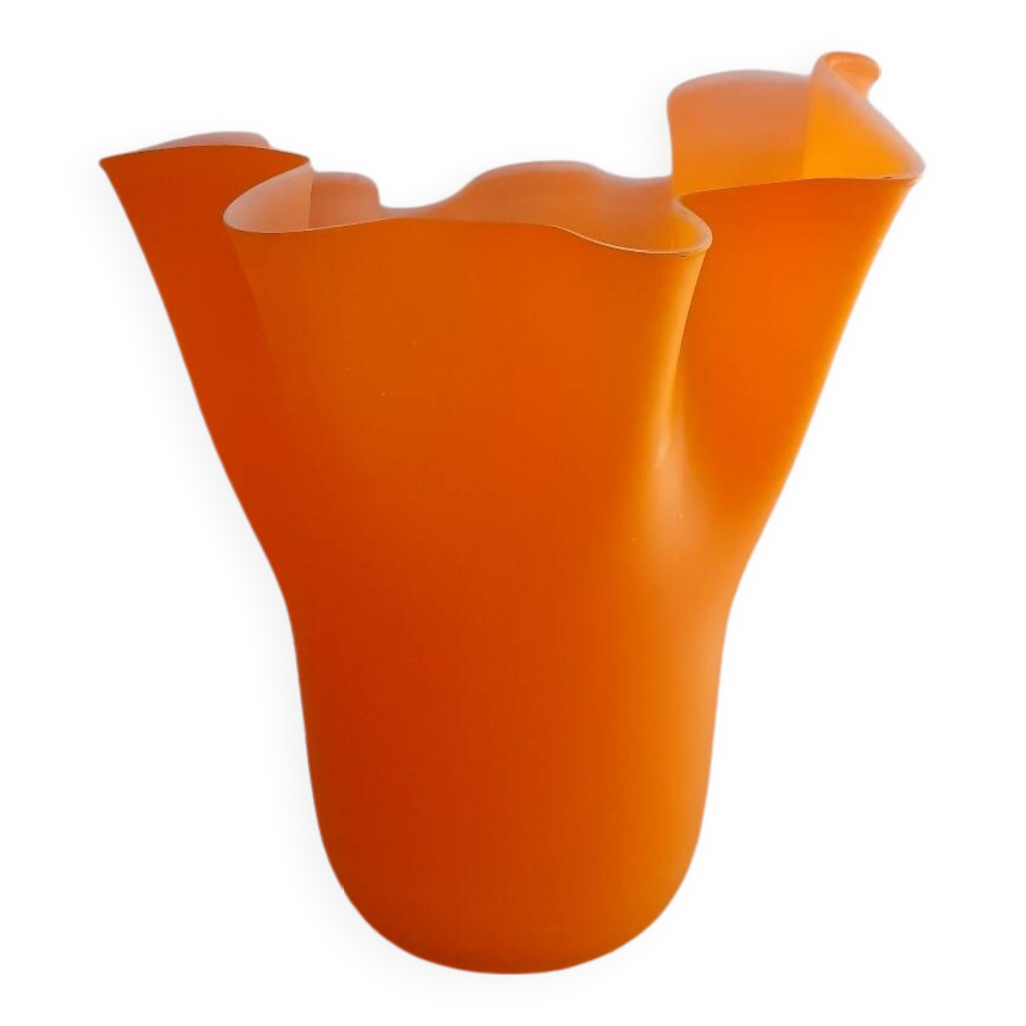 Satin orange opaline handkerchief vase