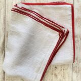 Square Basque tablecloth with hand-trimmed center - 140x130 - Hemp