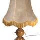 Retro-style lamp in turned wood and gold metal, 37x57cm