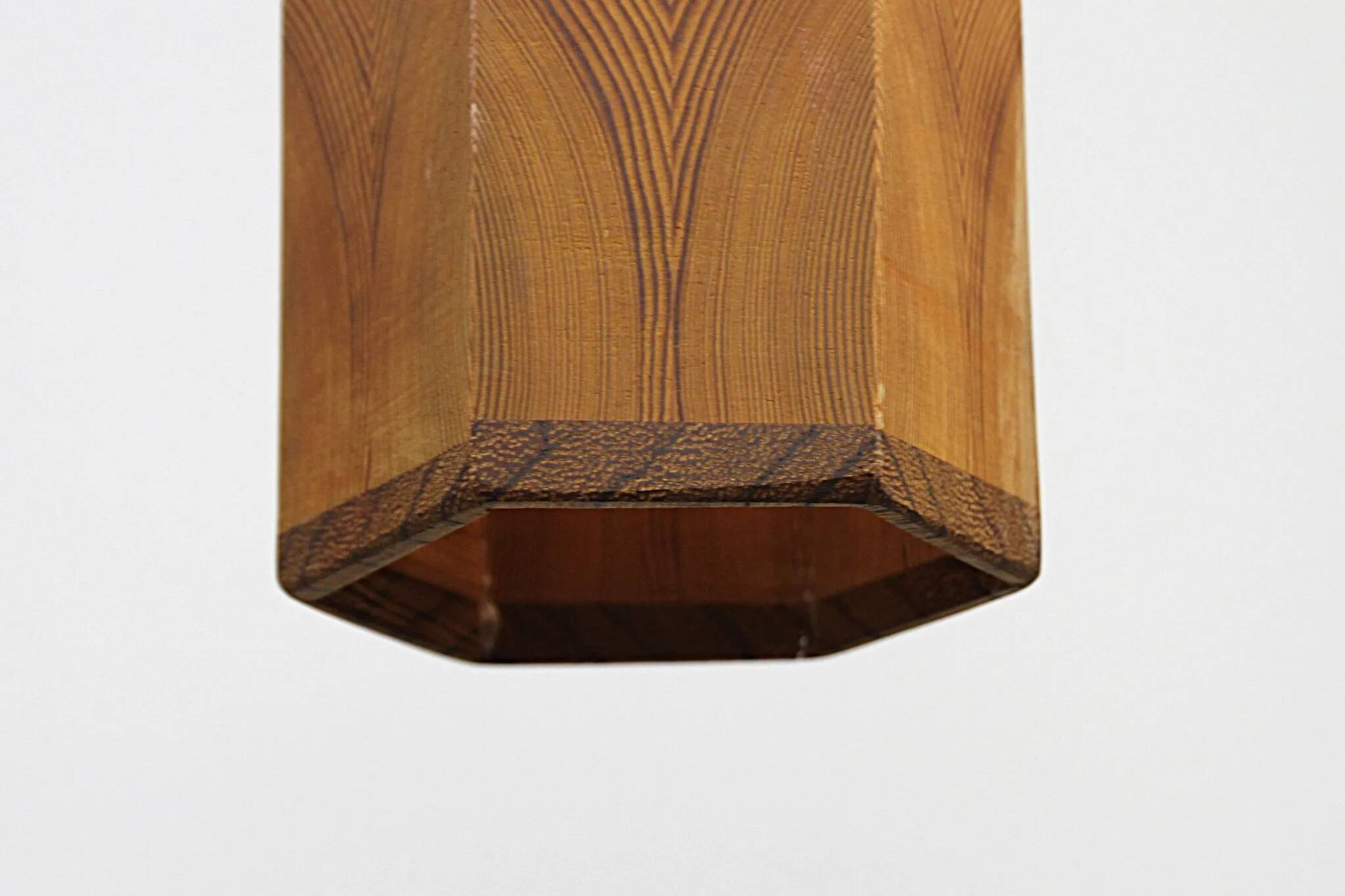 Hexagonal Pine Pendant Lamp – Sweden, 1970s