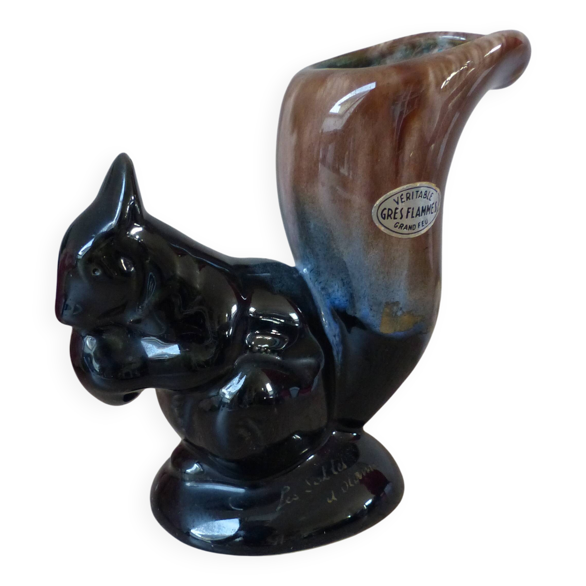 Vase écureuil vintage en grès flammé – 1960 - 1970