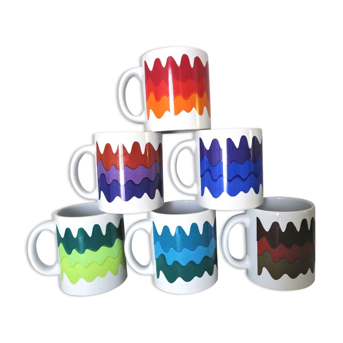 Series of 6 mugs design waecht ersbach 70s