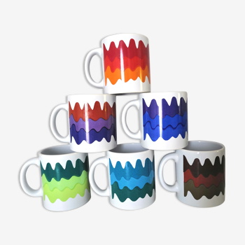 Series of 6 mugs design waecht ersbach 70s