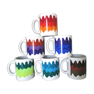 Series of 6 mugs design waecht ersbach 70s