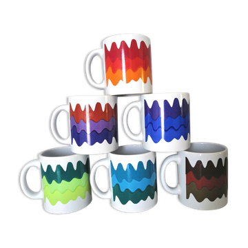 Series of 6 mugs design waecht ersbach 70s
