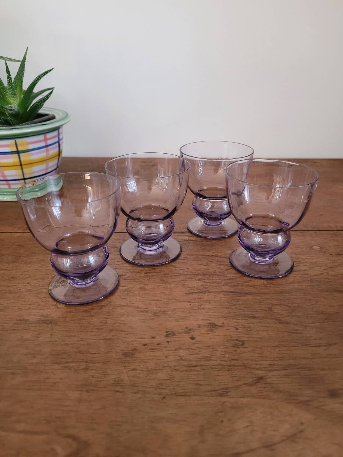 Set of 4 small purple glasses