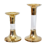 Candlestick duo in Lucite and brass