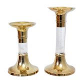 Duo de bougeoirs en lucite et laiton