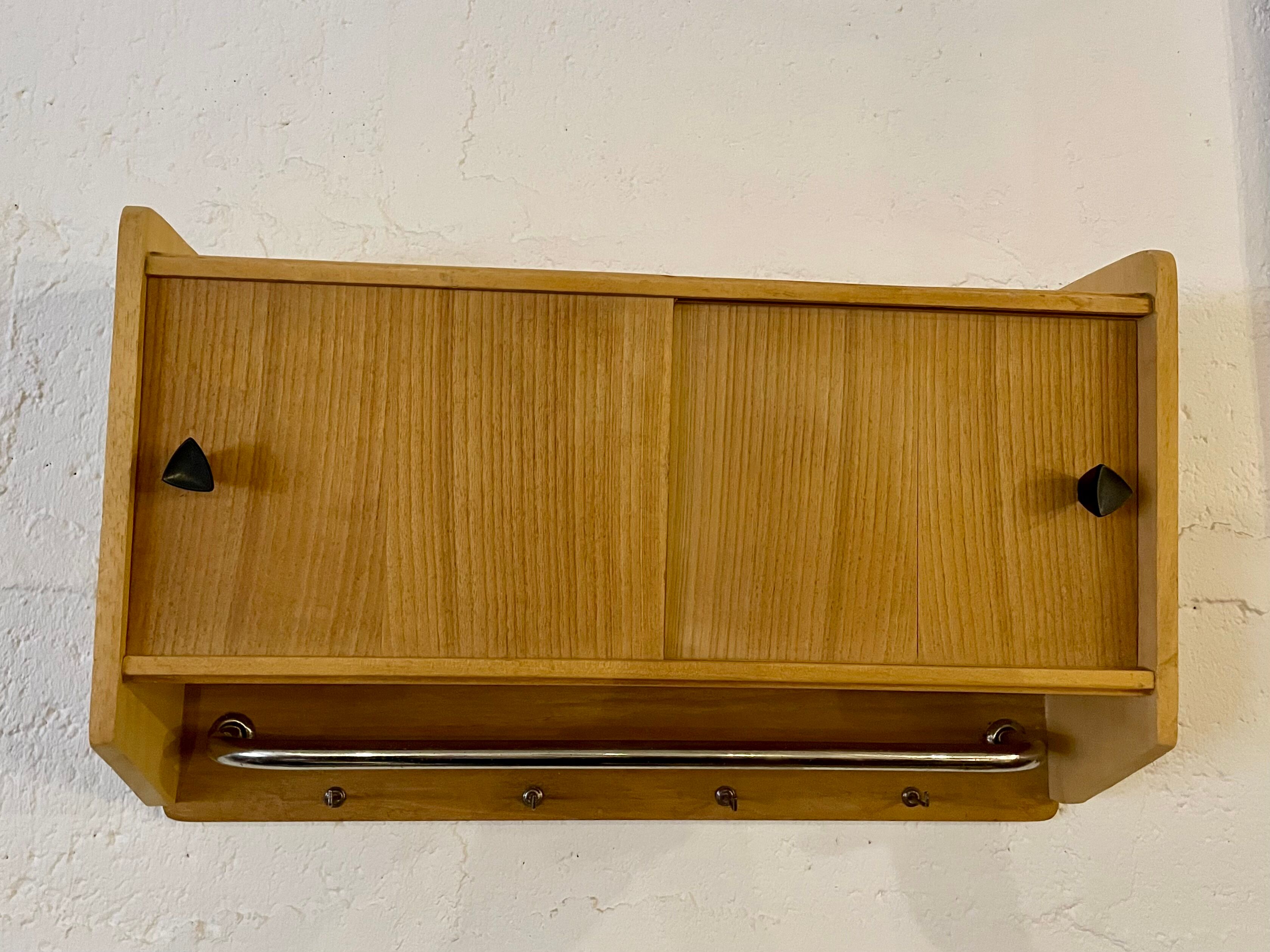 Hanging cabinet in vintage metal wood
