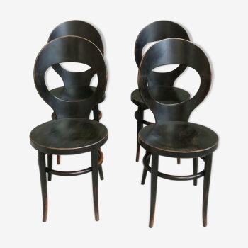 4 chaises modèle Mouette design Baumann noires vintage