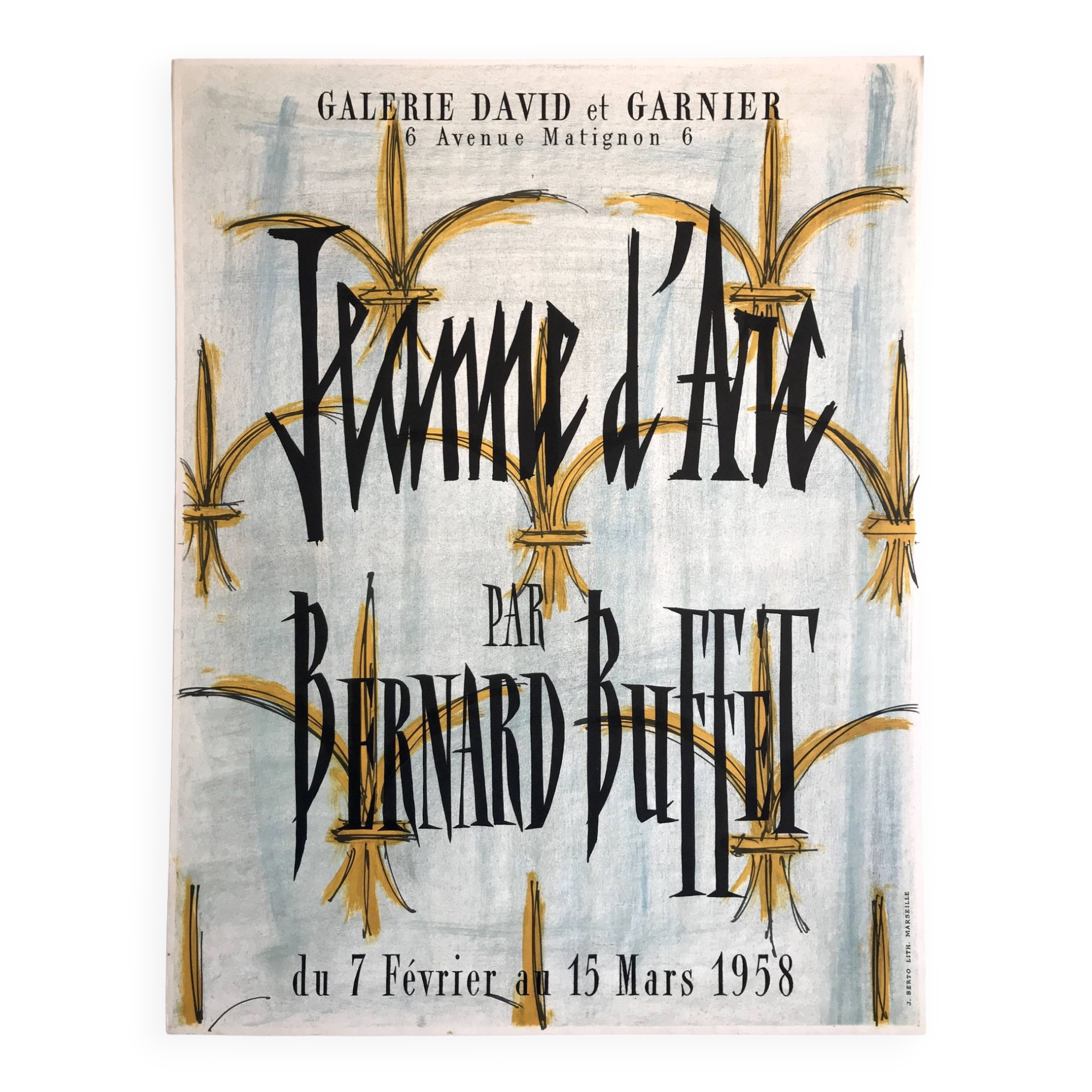 Bernard Buffet, Joan of Arc / David and Garnier Gallery, 1958. original lithograph poster