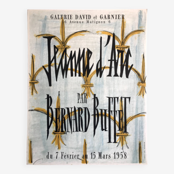 Bernard buffet, jeanne d'arc / galerie david et garnier, 1958. affiche originale en lithographie