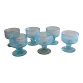Set of 6 blue bubble glass bowls