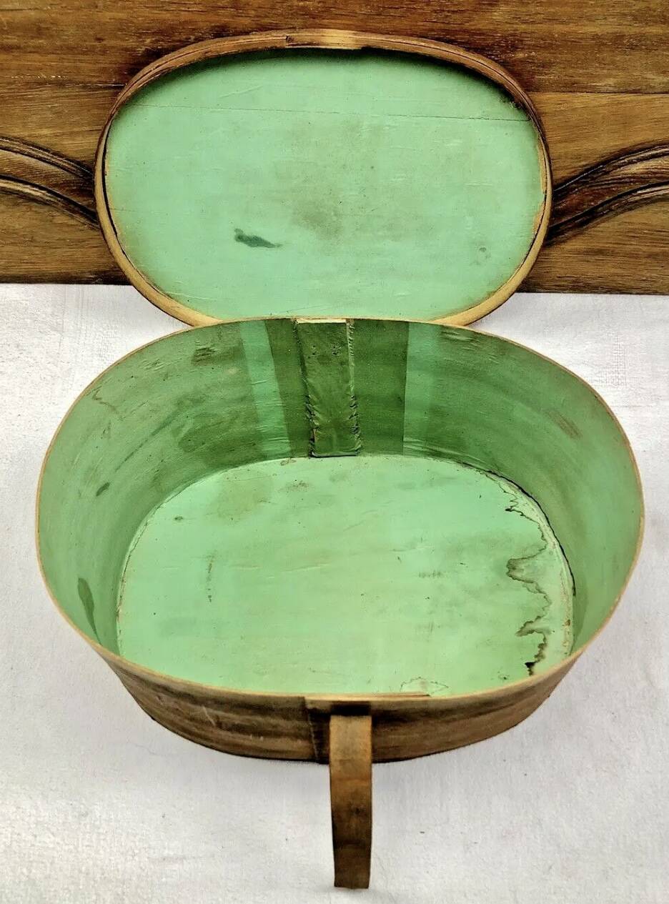 Old bent wood fur hat box