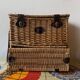 Vintage Flamingo Wicker Picnic Basket