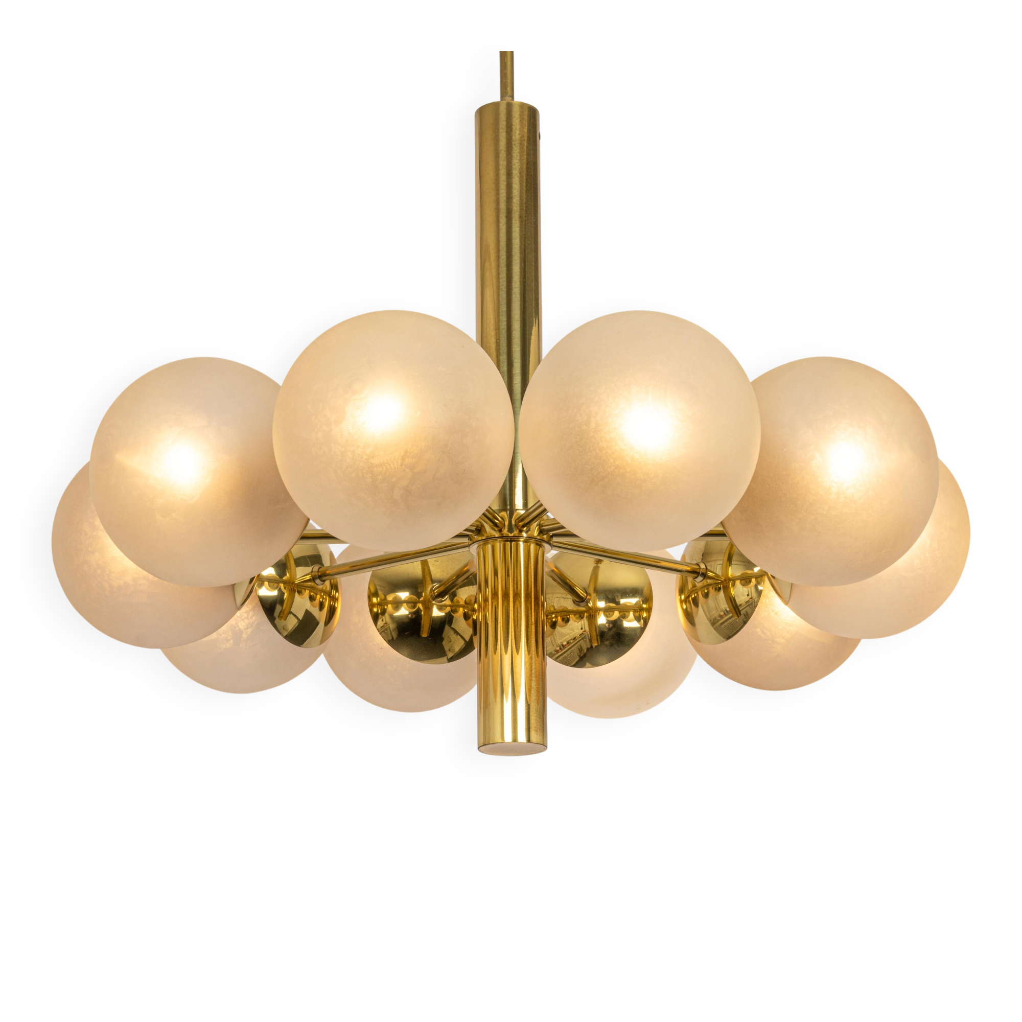 Grand lustre Kaiser Sputnik en globes de verre, Allemagne, années 1970