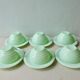 Lot of 6 cups and under Cups Art Deco in mint green opaline