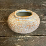 Vintage 1970s Beige and Gold Ceramic Vase by Dr Pierre Ricaud