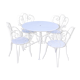 Garden furniture 1 table 4 armchairs in old white wrought iron.
