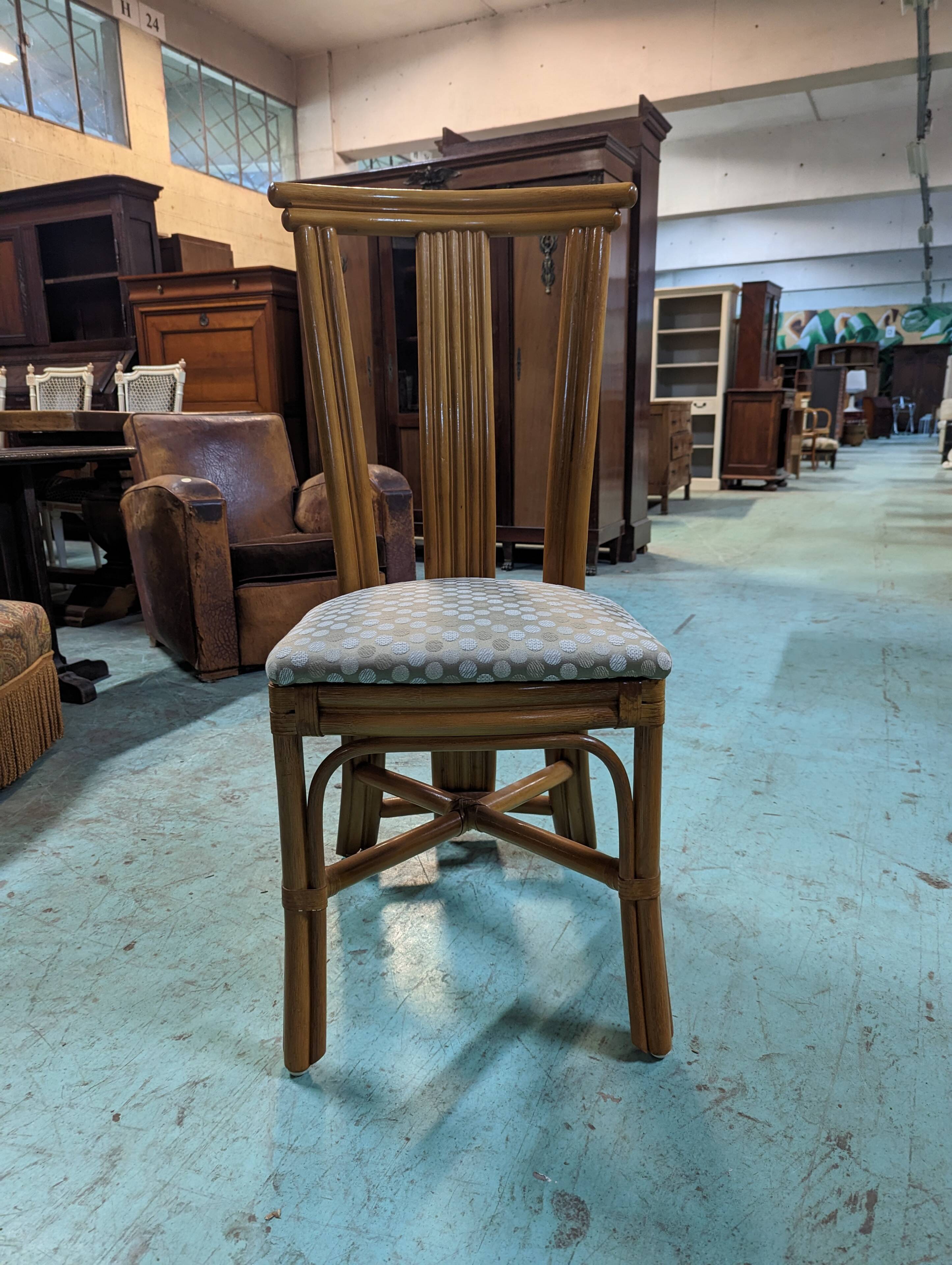 1980s dining room in rattan and oak veneer