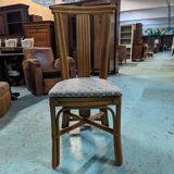 1980s dining room in rattan and oak veneer