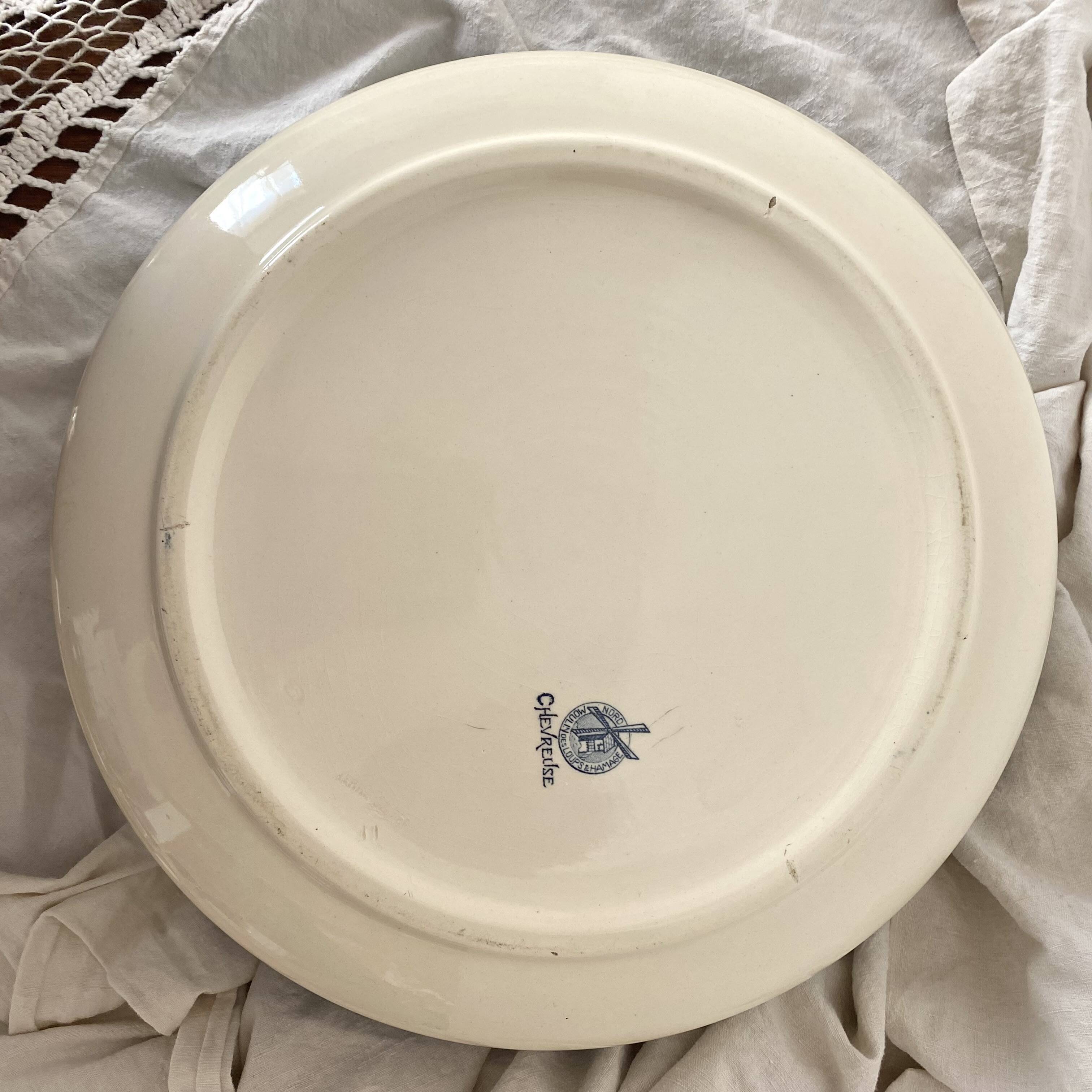 Old ironstone basin Moulin des loups, large fruit bowl