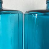 Turquoise glass bottles 36 cm, Fougère glassworks