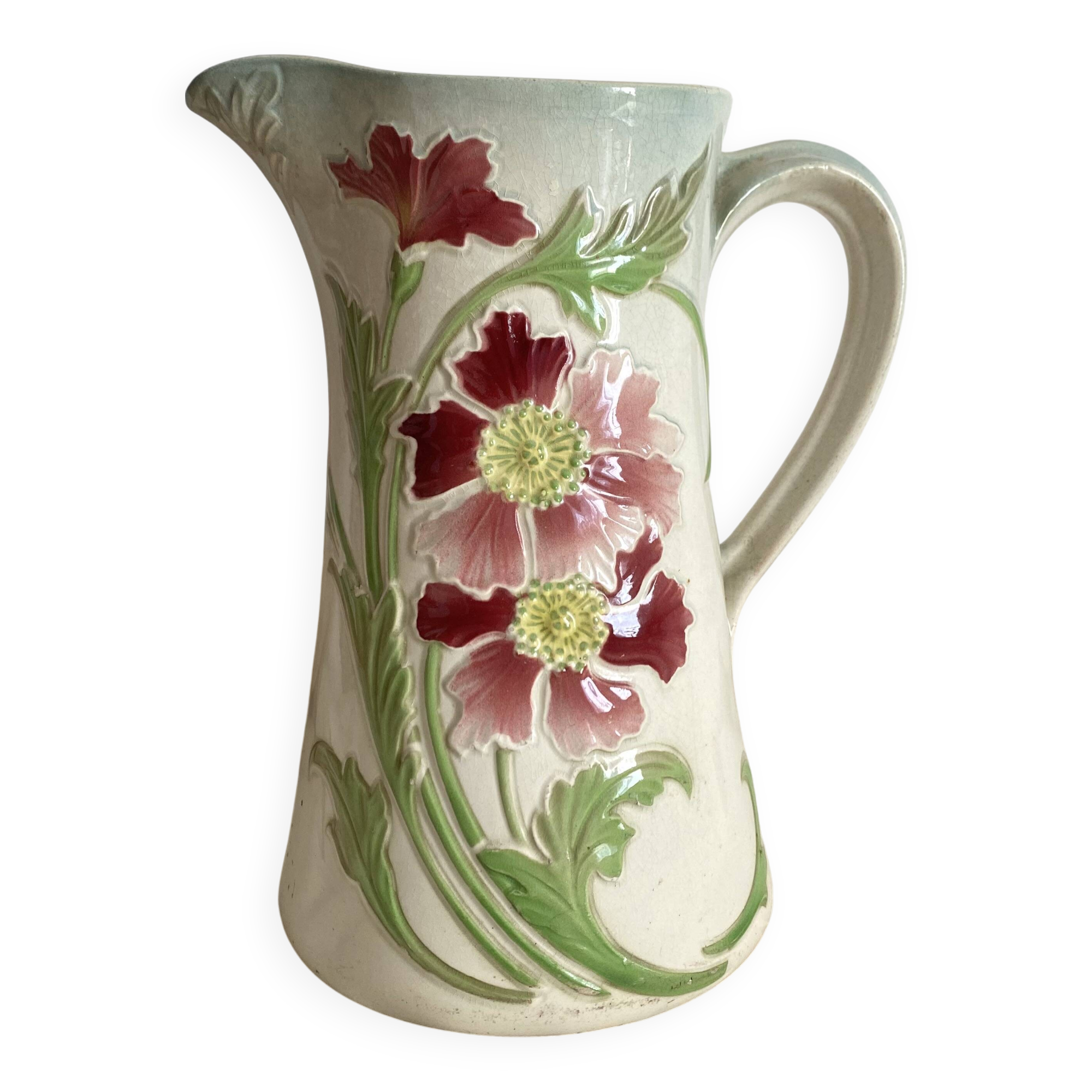 Antique pitcher in St Clément art nouveau slip